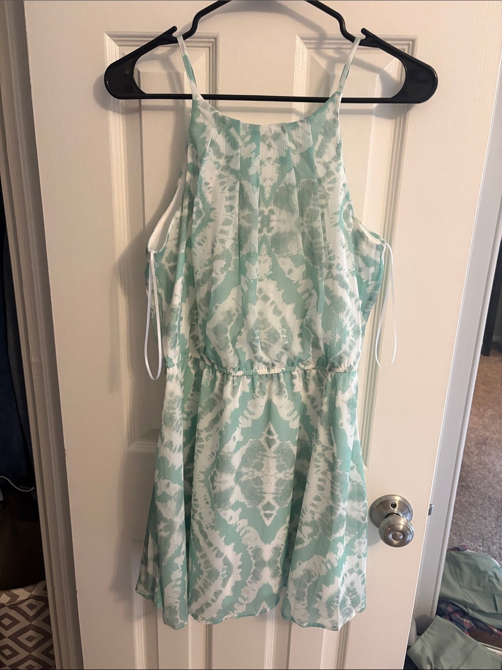 Blue Rain Mint and White Tie-Dye Mini Dress